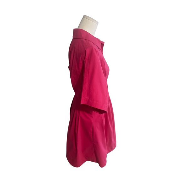 ANTHROPOLOGIE Exquise Tobie Button Front Pleated Shirt Dress Mini Pink Party M - Picture 4 of 8